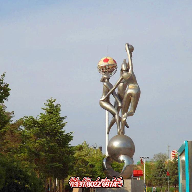 校園創(chuàng  )意不銹鋼抽象打排球運動(dòng)人物雕塑