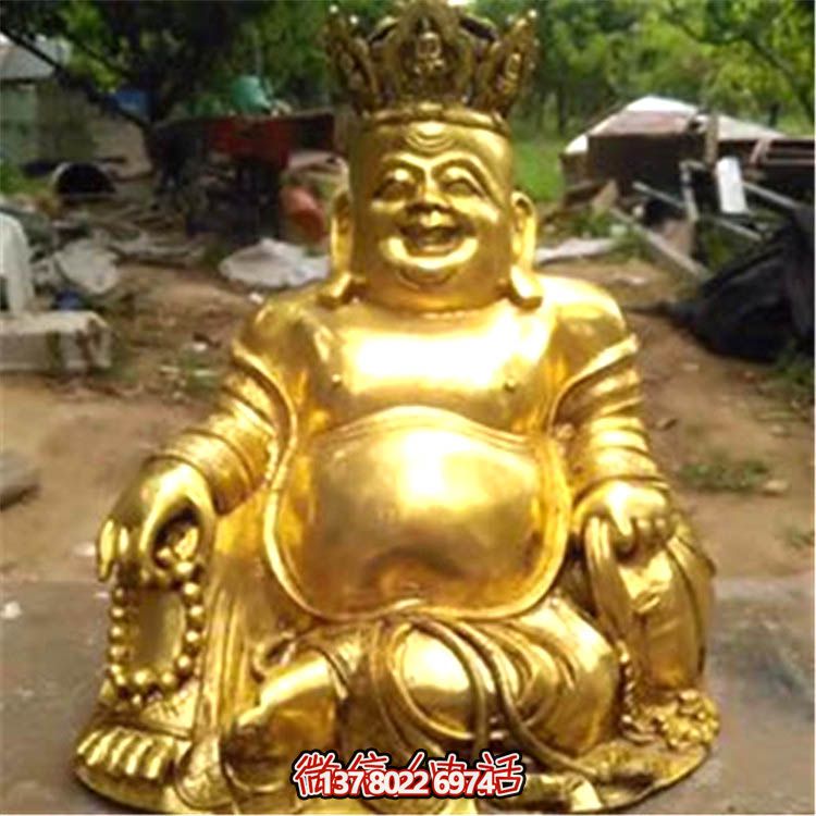戶(hù)外景觀(guān)大型噴金烤漆彌勒佛雕塑