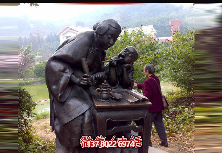 公園銅雕老奶奶喝茶的人物景觀(guān)茶雕塑 公園銅雕老奶奶喝茶的人物景觀(guān)茶雕塑