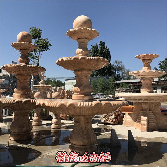 戶(hù)外別墅流水擺件晚霞紅風(fēng)水球噴泉雕塑