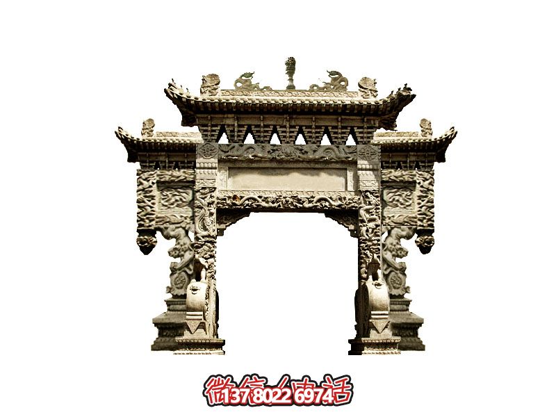 寺院?jiǎn)伍T(mén)三樓雕龍石牌坊