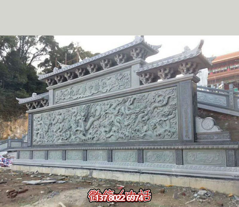 宗教寺廟園林九龍壁景觀(guān)石雕