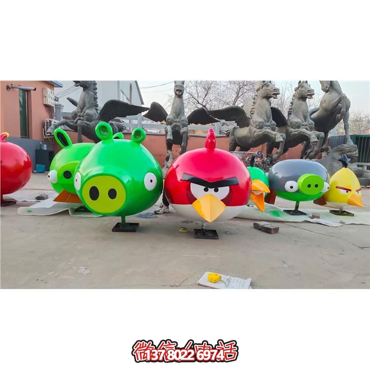 玻璃鋼卡通憤怒的小鳥(niǎo)公仔兒童樂(lè )園擺件