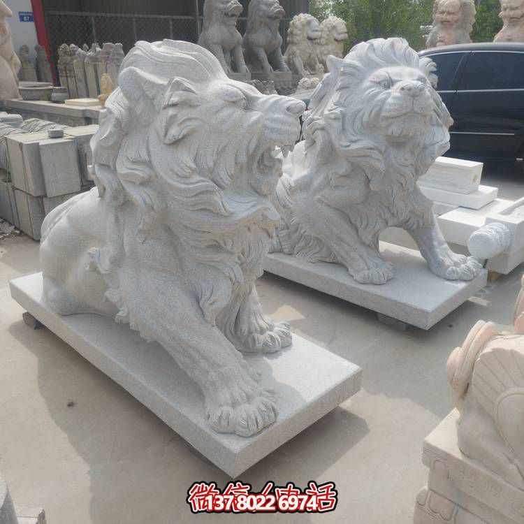 大理石石雕創(chuàng  )意景觀(guān)工廠(chǎng)企業(yè)鎮宅招財獅子雕塑