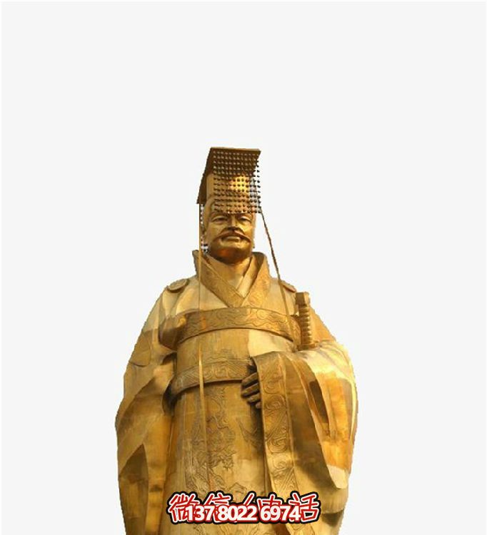 景區廣場(chǎng)擺放黃銅鑄造千古一帝秦始皇雕像
