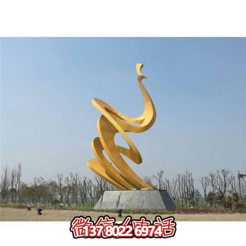 廣場(chǎng)戶(hù)外擺放大型不銹鋼抽象孔雀景觀(guān)雕塑