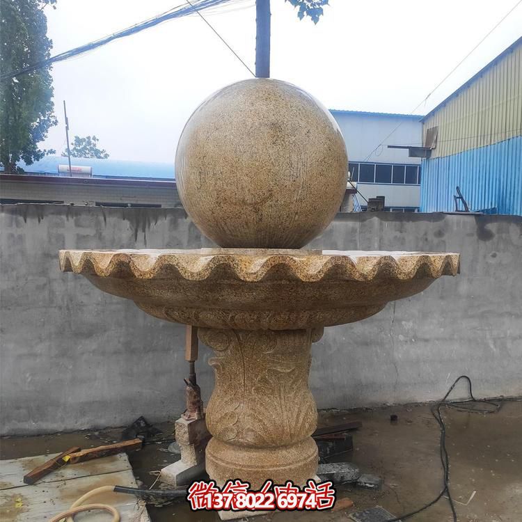 大理石石雕戶(hù)外園林景觀(guān)風(fēng)水球噴泉雕塑