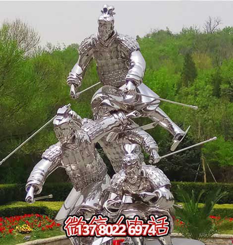 園林景區創(chuàng  )意古代不銹鋼滑雪人物主題雕塑
