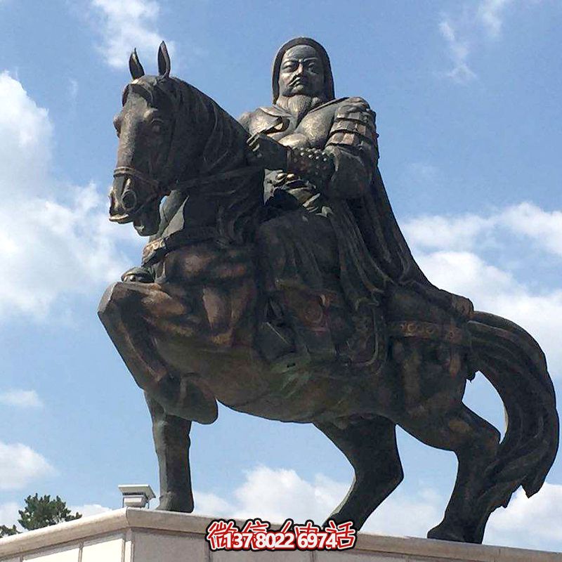 景區創(chuàng )意銅鑄成吉思汗騎馬雕塑 景區創(chuàng )意銅鑄成吉思汗騎馬雕塑