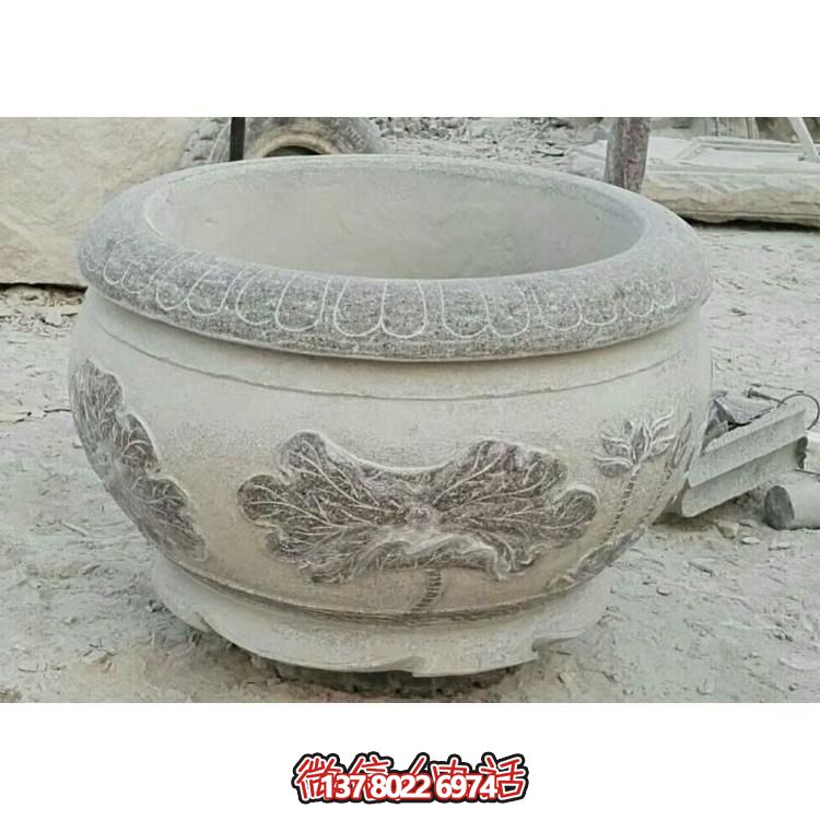 青石石雕戶(hù)外園林景觀(guān)大理石石雕花盆雕塑
