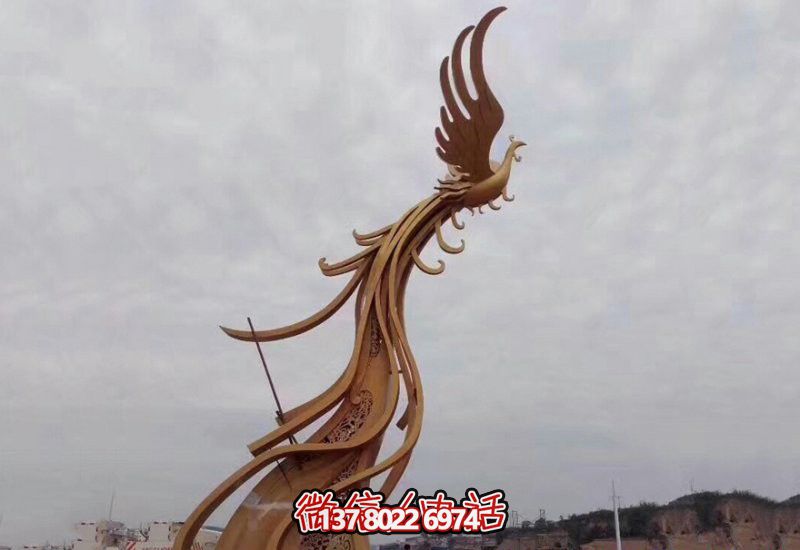 公園景區創(chuàng )意不銹鋼飛翔的鳳凰雕塑 公園景區創(chuàng )意不銹鋼飛翔的鳳凰雕塑
