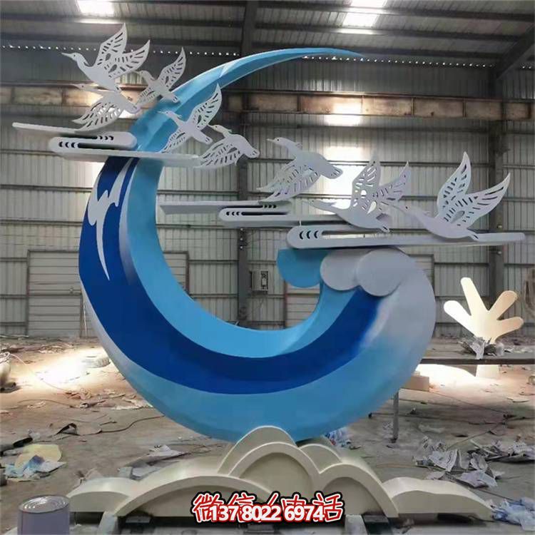 廣場(chǎng)城市路口不銹鋼彩繪創(chuàng  )意月亮擺件