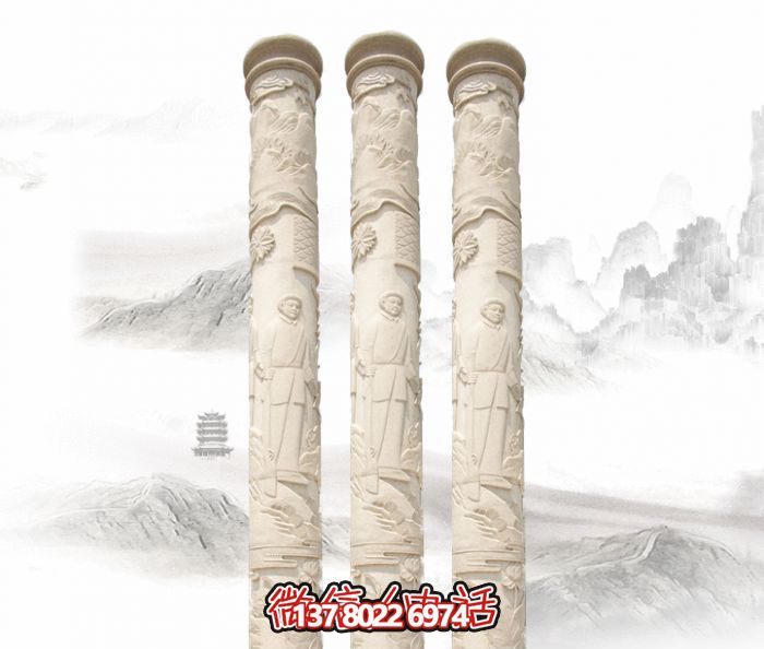 廣場(chǎng)人物景觀(guān)漢白玉石柱雕塑