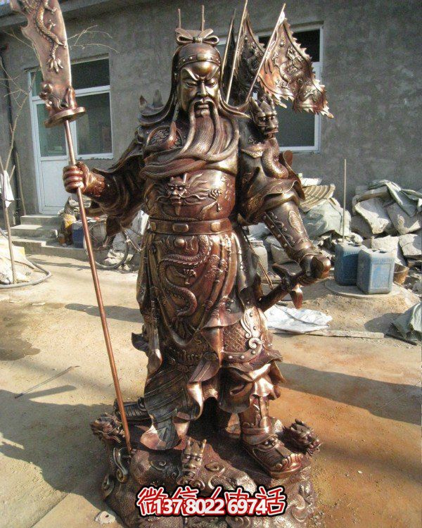 銅雕戶(hù)外園林景觀(guān)武財神雕塑