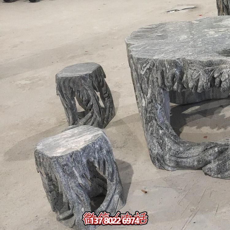 公園庭院大理石雕刻天然石桌凳造型美觀(guān)大氣