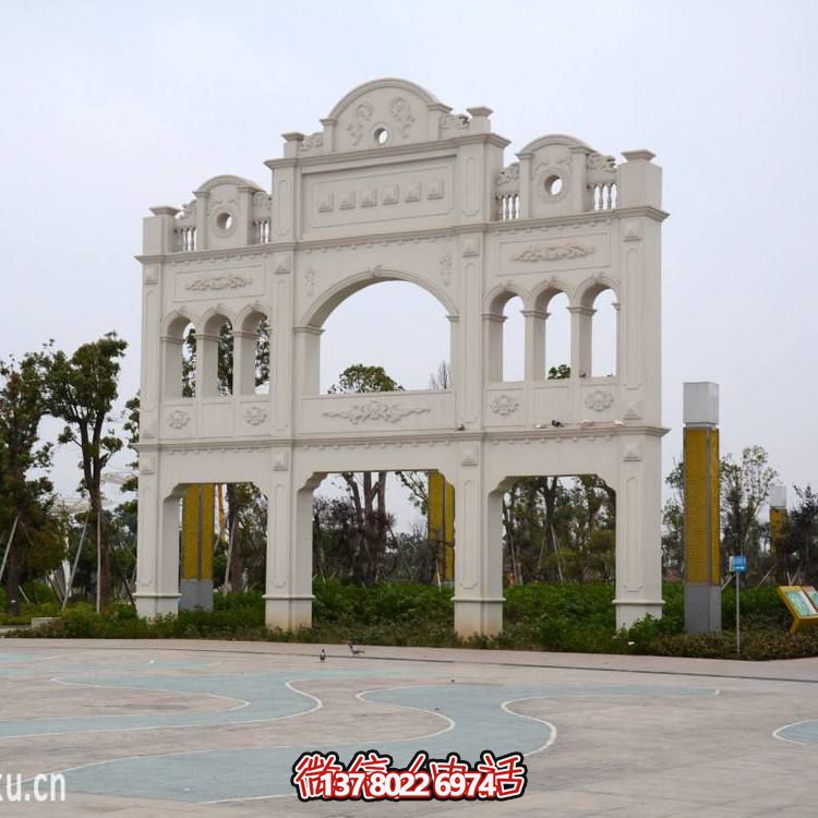 廣場(chǎng)擺放大理石雕刻西方復式牌坊雕塑