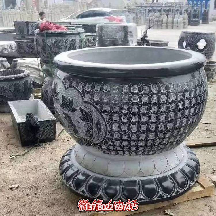 青石石雕戶(hù)外園林編織創(chuàng  )意魚(yú)缸