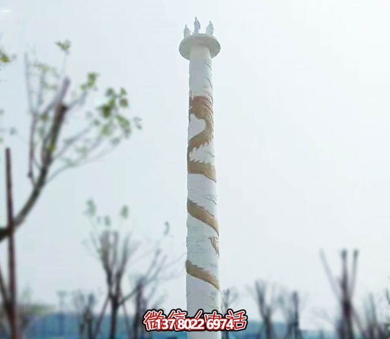 園林景觀(guān)大理石漆金龍柱