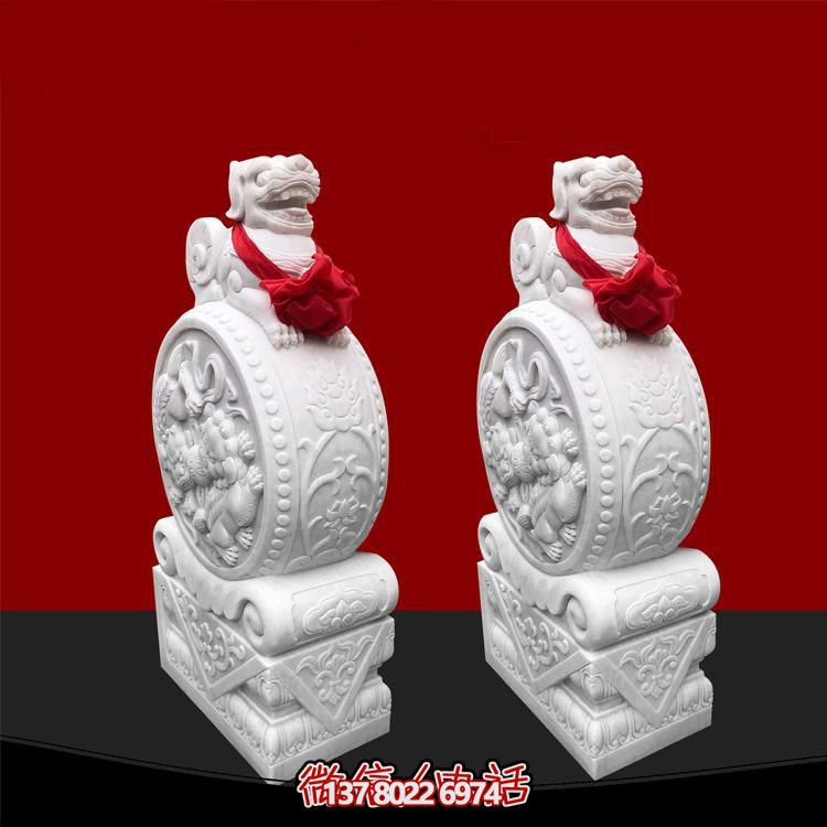漢白玉門(mén)墩石鼓門(mén)墩仿古一對家用庭院門(mén)口鎮宅擺件