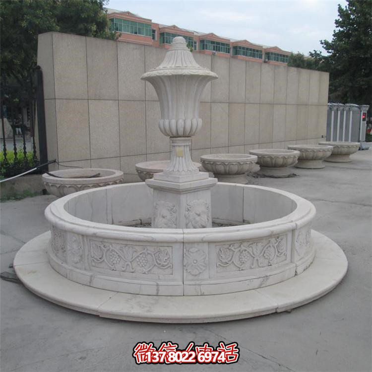 流水景觀(guān)大理石石雕噴泉雕塑