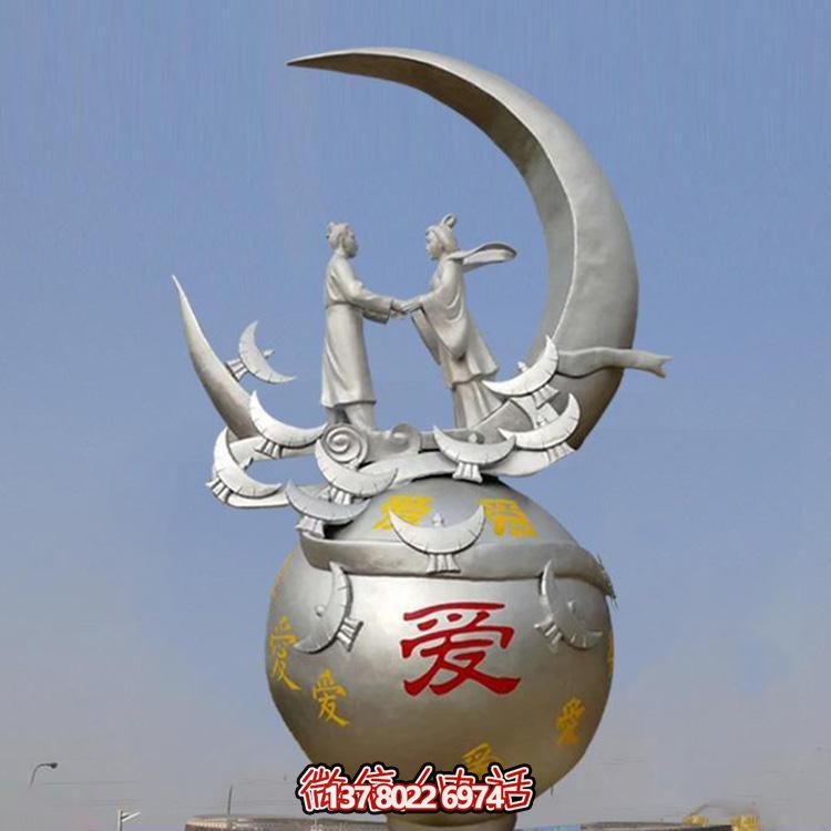 廣場(chǎng)園林擺放不銹鋼愛(ài)情主題人物雕像