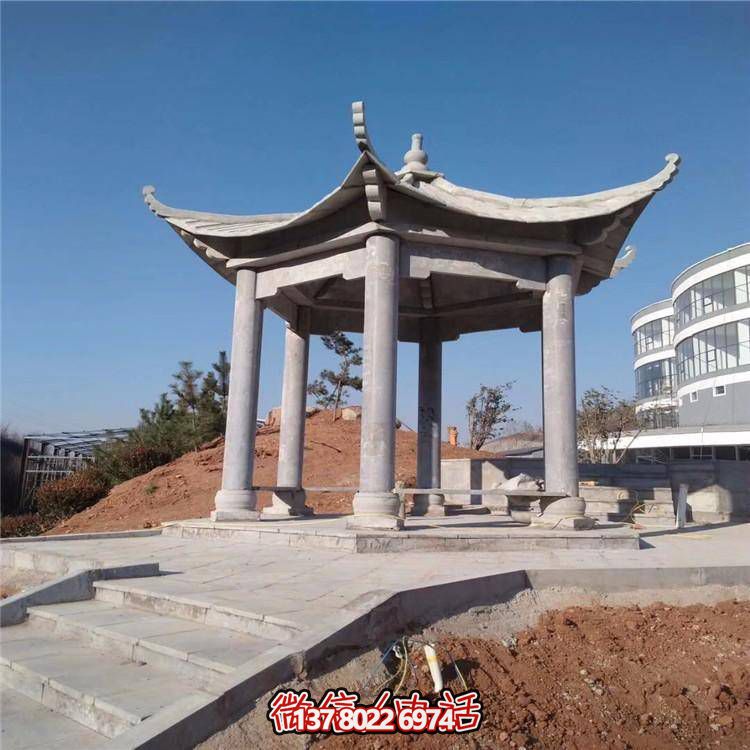 小區戶(hù)外園林擺放花崗巖大理石六角涼亭