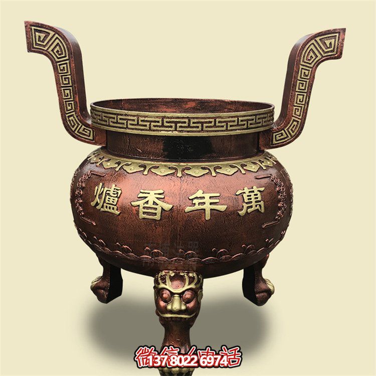 家用銅雕上香祈福鼎，香爐雕塑