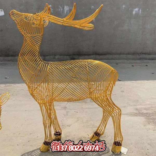 不銹鋼鏤空戶(hù)外園林景觀(guān)大型梅花鹿雕塑