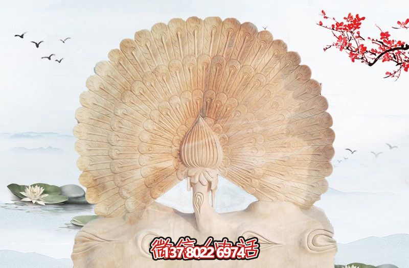 大型室內擺放的黃花石石雕創(chuàng  )意孔雀雕塑