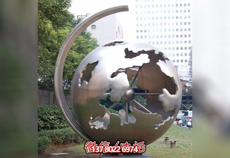 公園廣場(chǎng)創(chuàng  )意抽象藝術(shù)鏡面不銹鋼地球儀雕塑